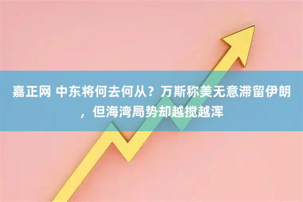 嘉正网 中东将何去何从?万斯称美无意滞留伊朗,但海湾局势却越搅越浑