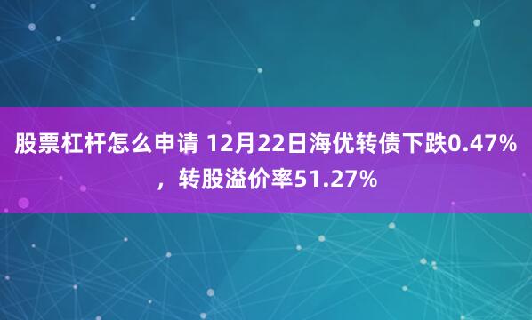 股票杠杆怎么申请 12月22日海优转债下跌0.47%,转股溢价率51.27%